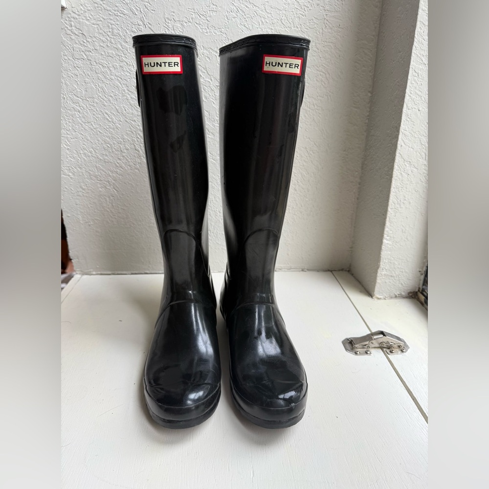 Hunter Black Gloss Women's Tall Rain Boots